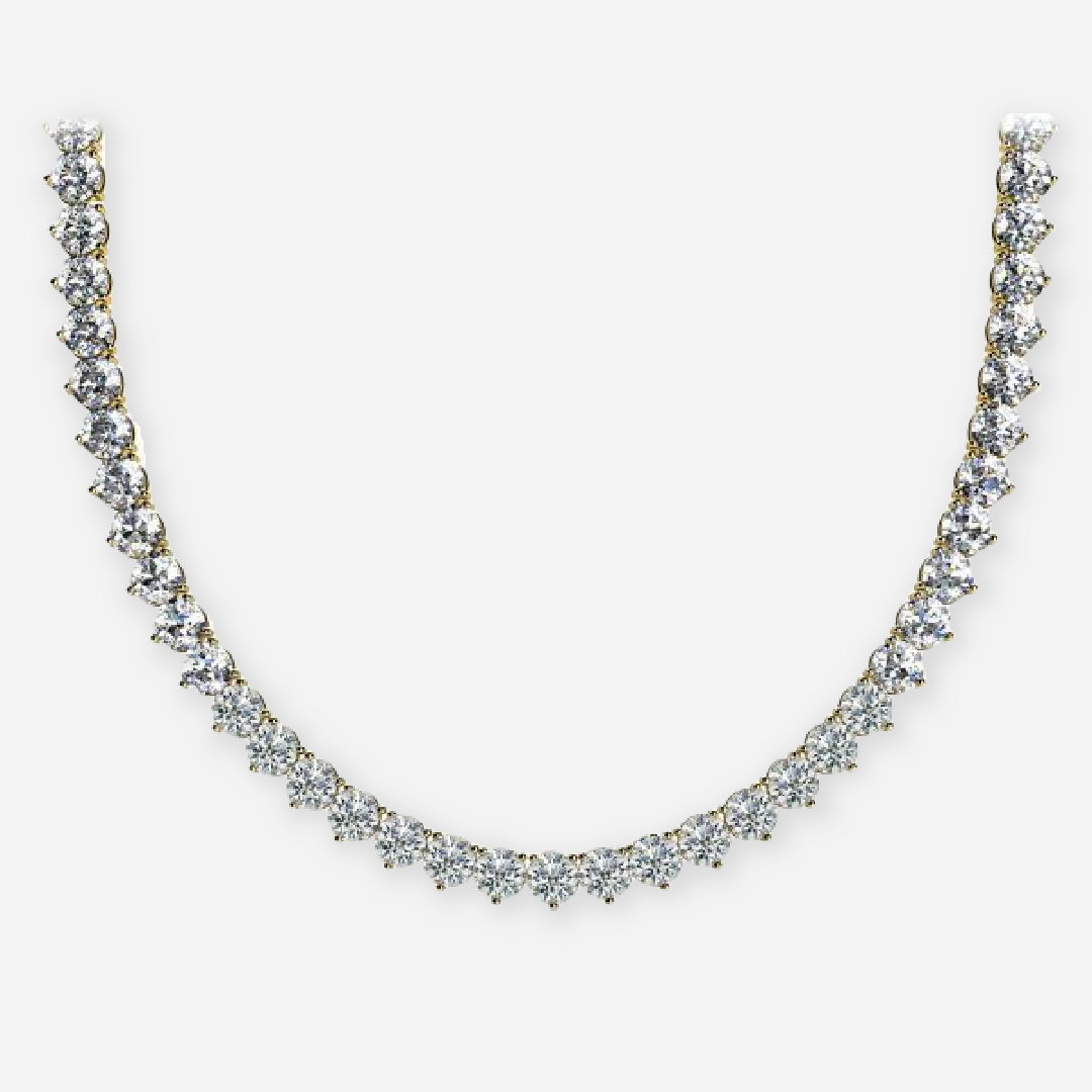 Round Lab Grown Diamond 3 Prong Tennis Necklace