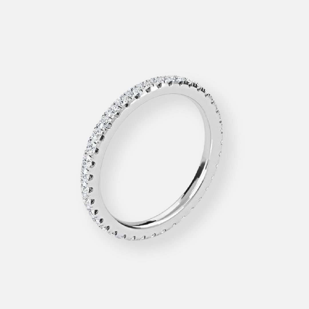 Mika Round Lab Grown Diamond French Pave Full Eternity Wedding Band