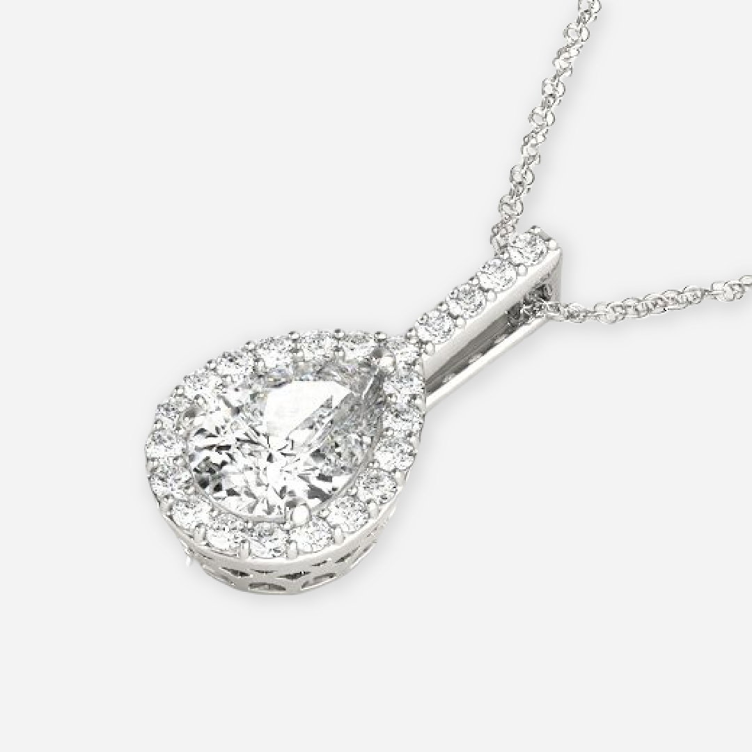 Pear Lab Grown Diamond Halo Pendant