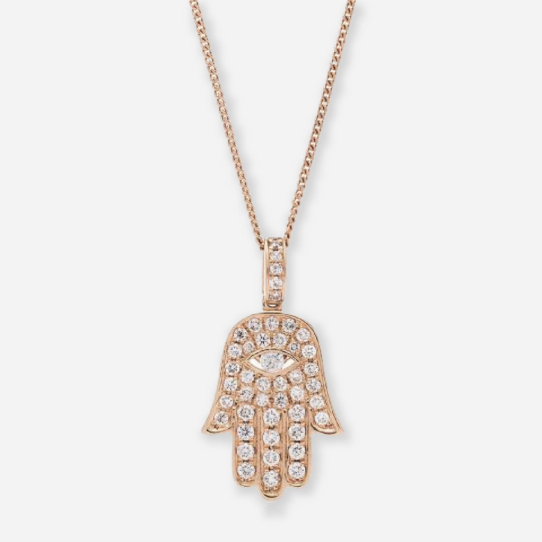 Hamsa Hand Lab Grown Diamond Pendant – Evil Eye Protection Pendant
