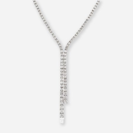 Round lab grown diamond lariat tennis necklace Y-drop DEF VVS-VS