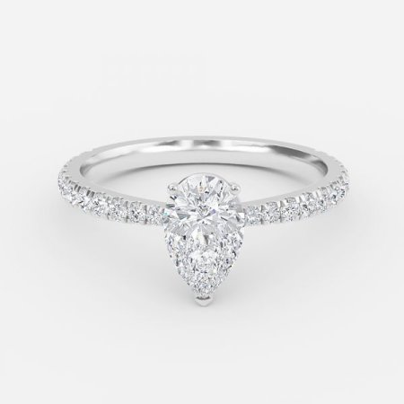 Crown Pear Diamond Band Engagement Ring