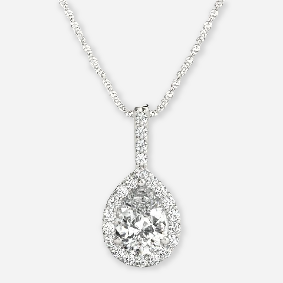 Pear Lab Grown Diamond Halo Pendant
