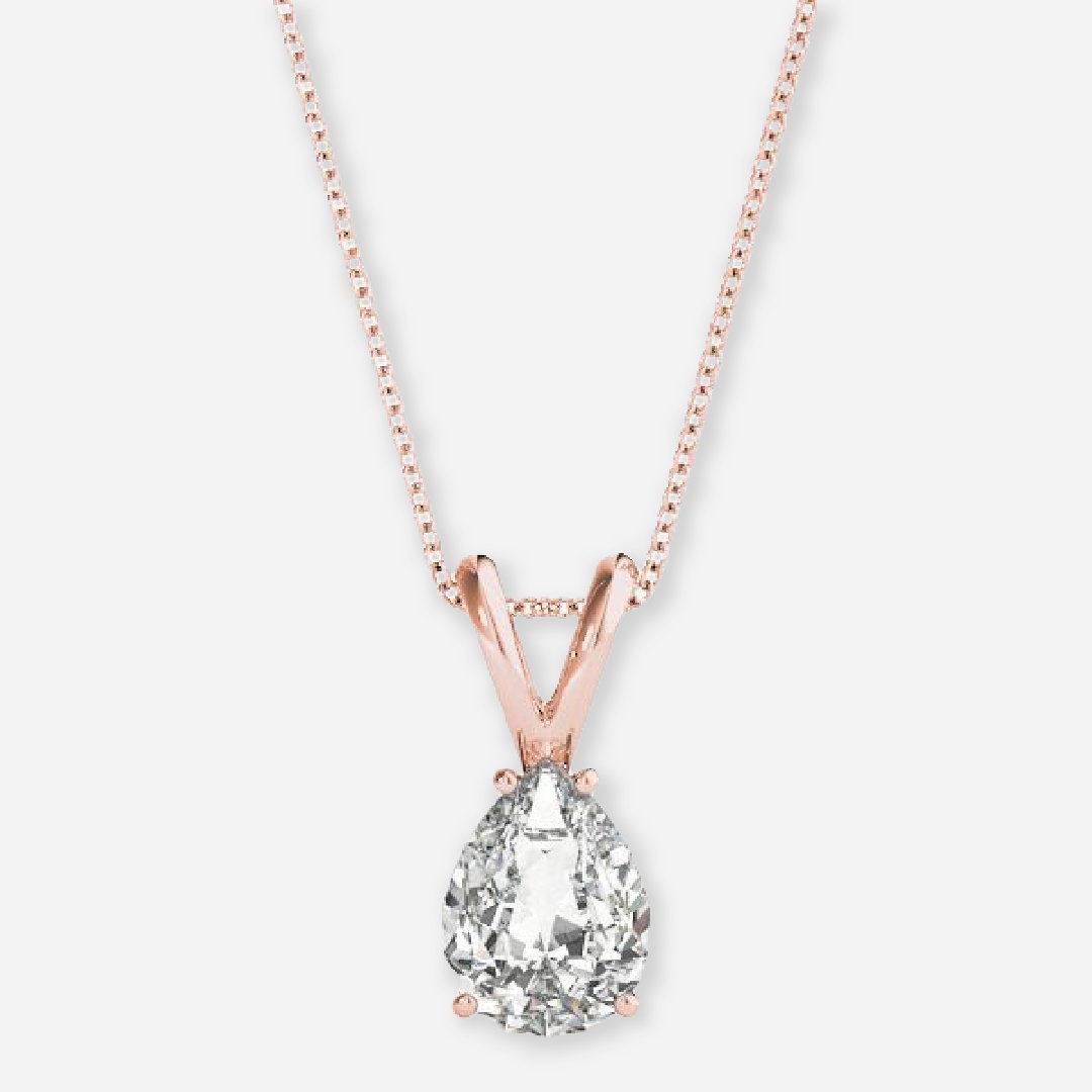 Pear Cut 4 Prong Lab Grown Diamond Solitaire Pendant