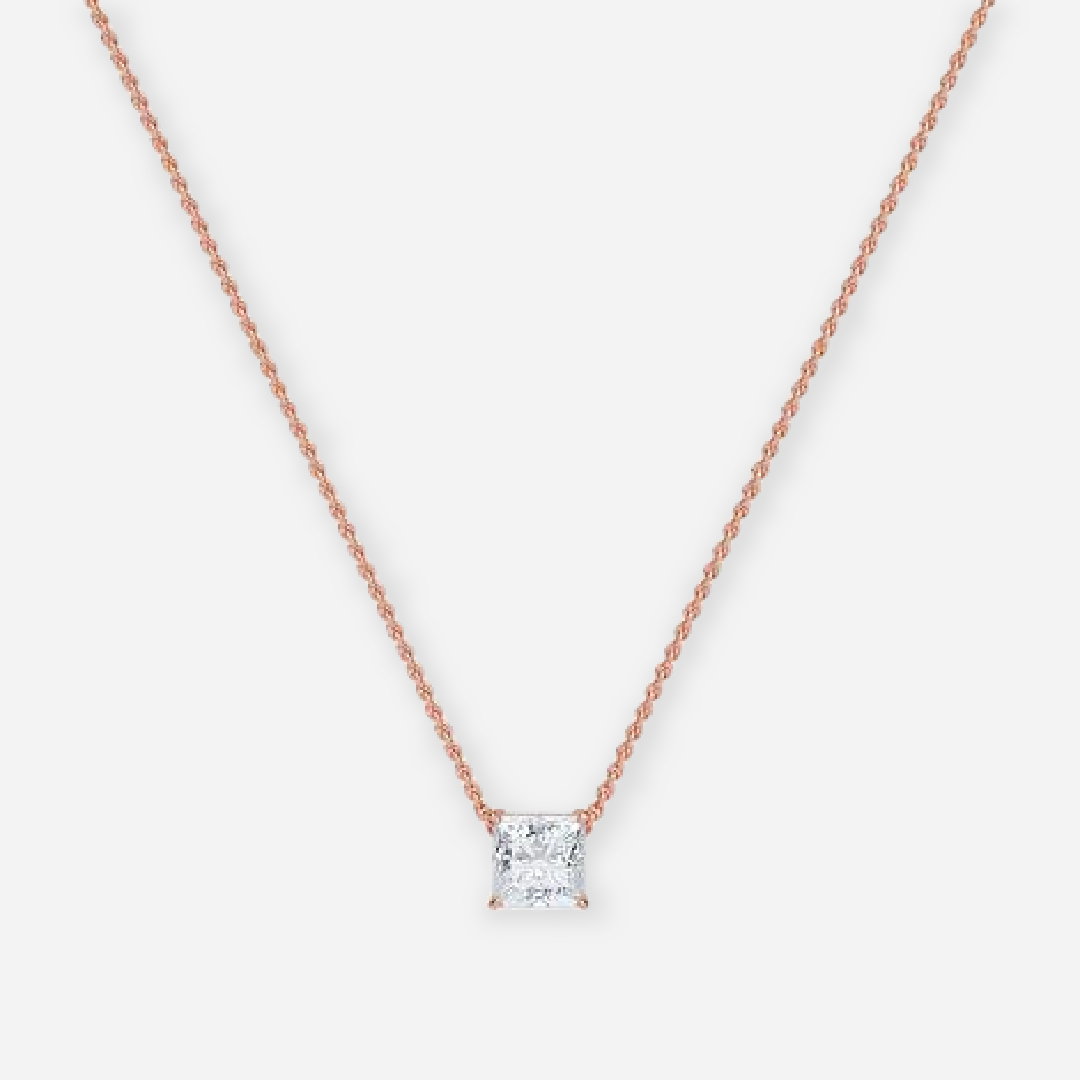 Princess Cut Lab Grown Diamond Solitaire Pendant