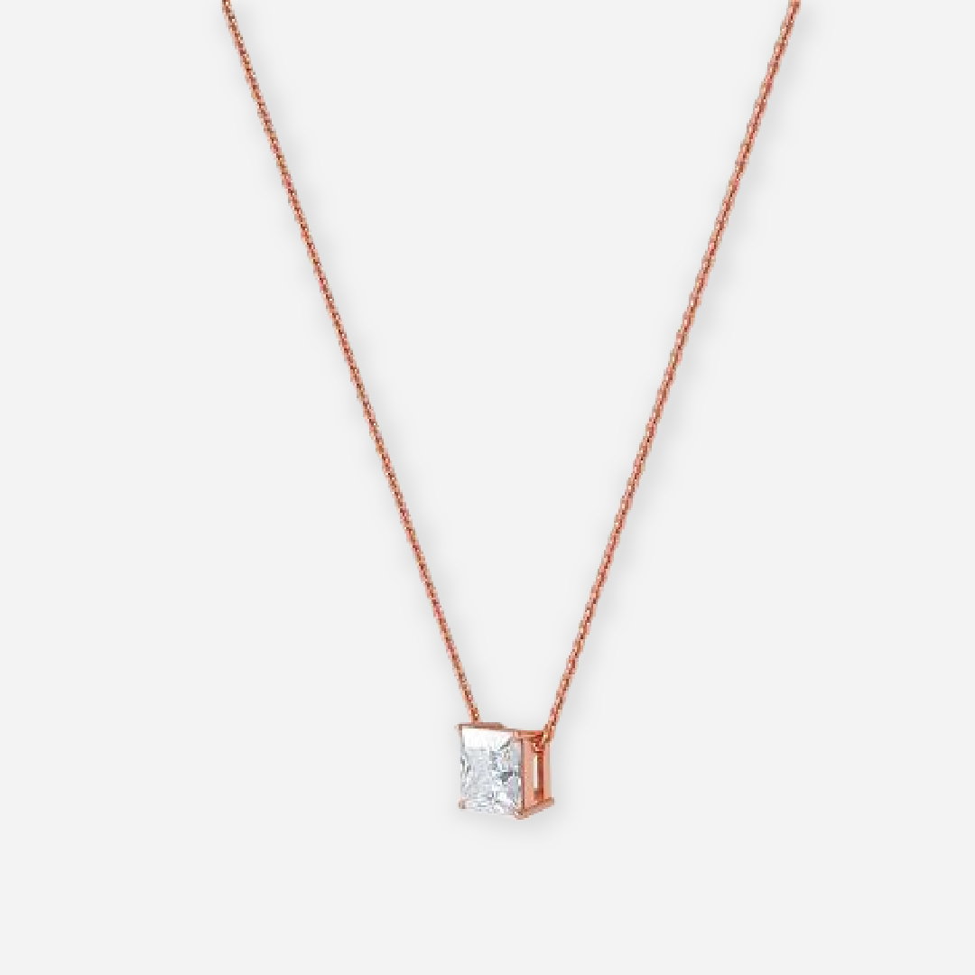 Princess Cut Lab Grown Diamond Solitaire Pendant