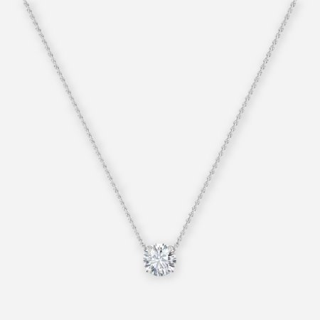 0.25ct Round Lab Diamond Solitaire Pendant 14 White Gold