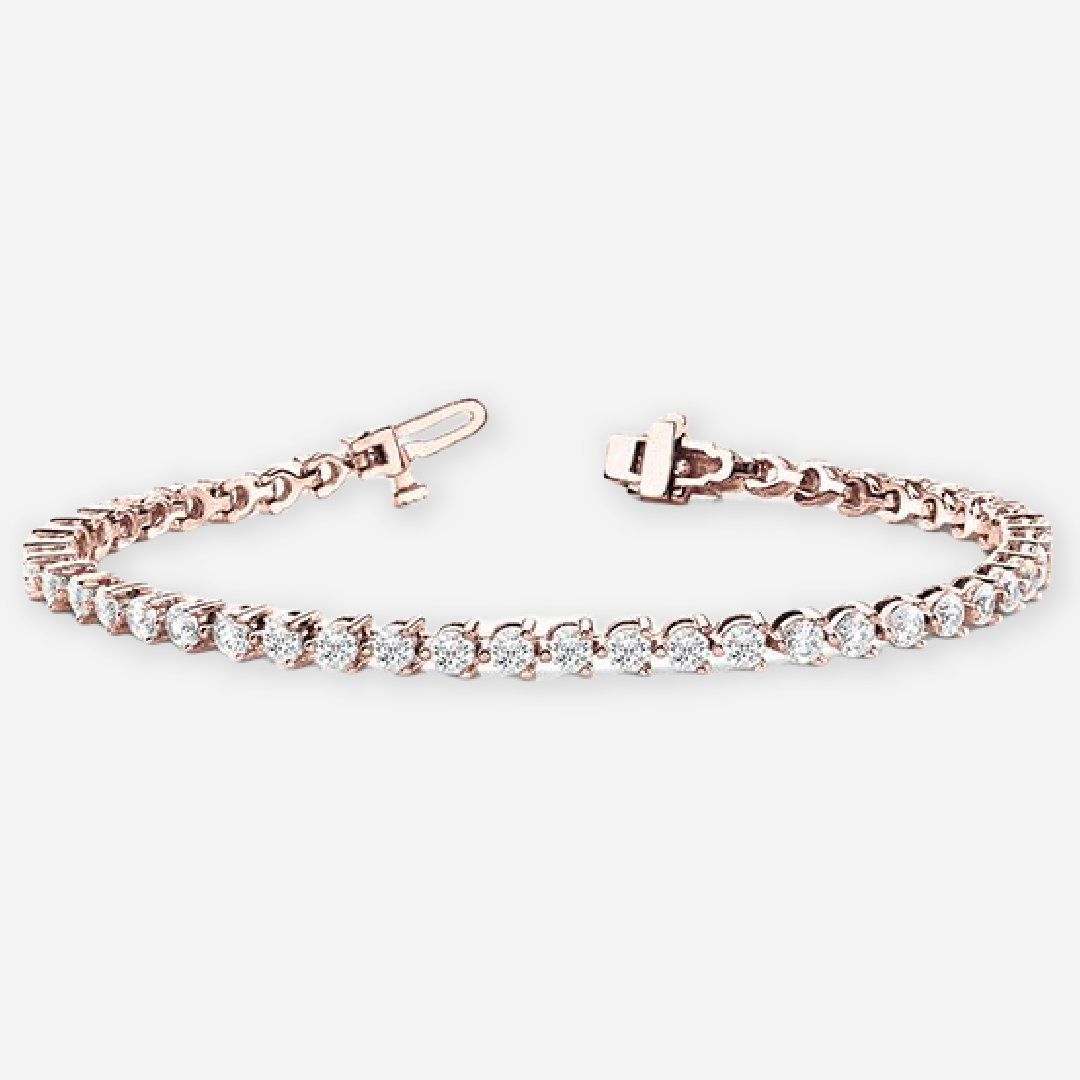 Round Lab Grown Diamond Tulip 3 Prong Tennis Bracelet