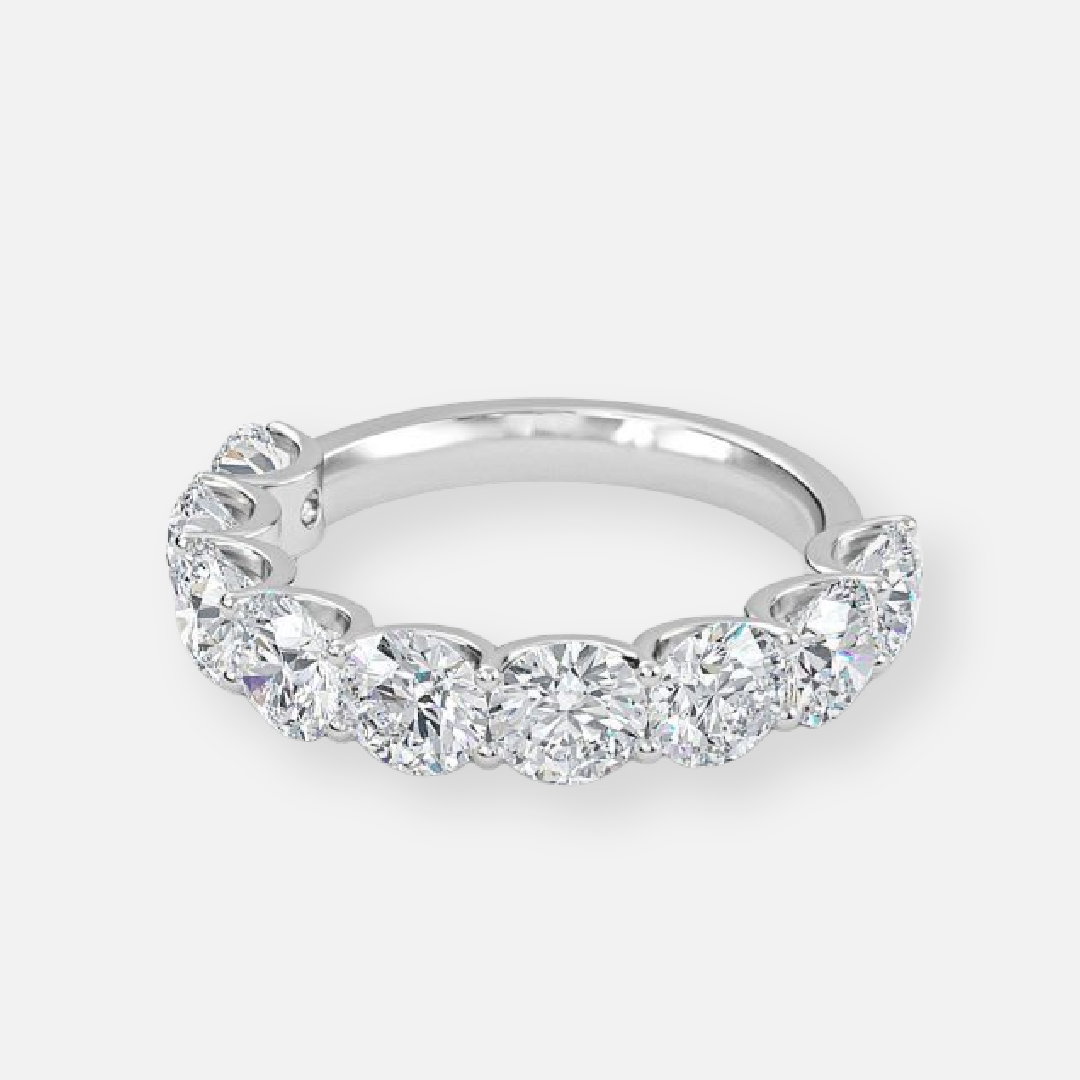 9 Stone Round Lab Grown Diamond Half Eternity Anniversary Band