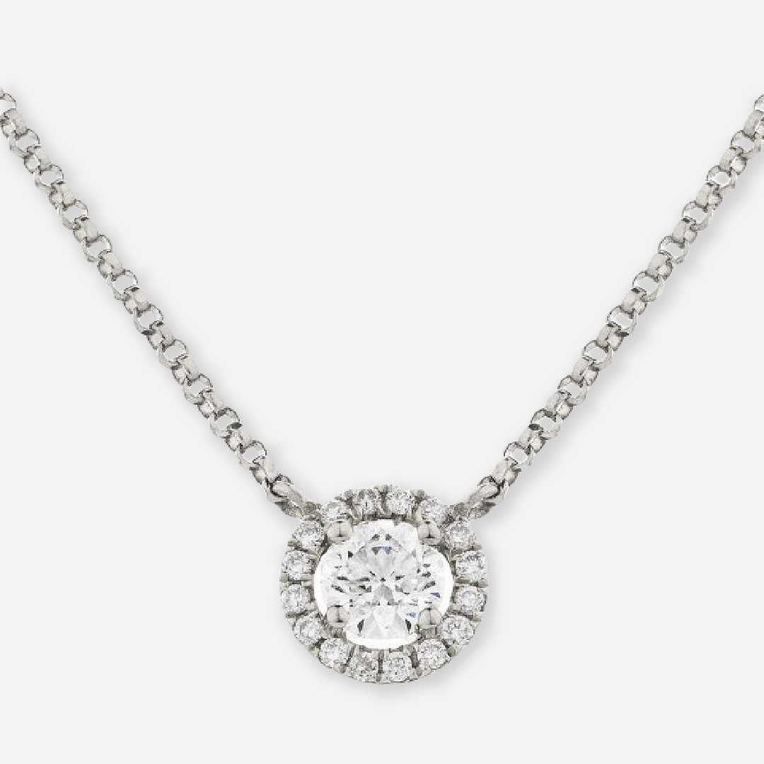 Round Cut Lab Grown Diamond Halo Pendant