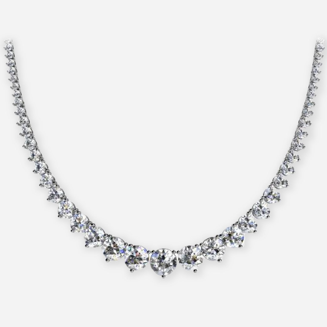 Round Lab Grown Diamond Graduated Tennis Necklace