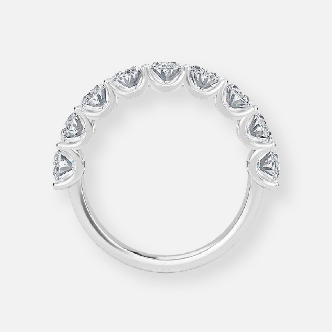 9 Stone Oval Lab Grown Diamond Half Eternity Anniversary Band