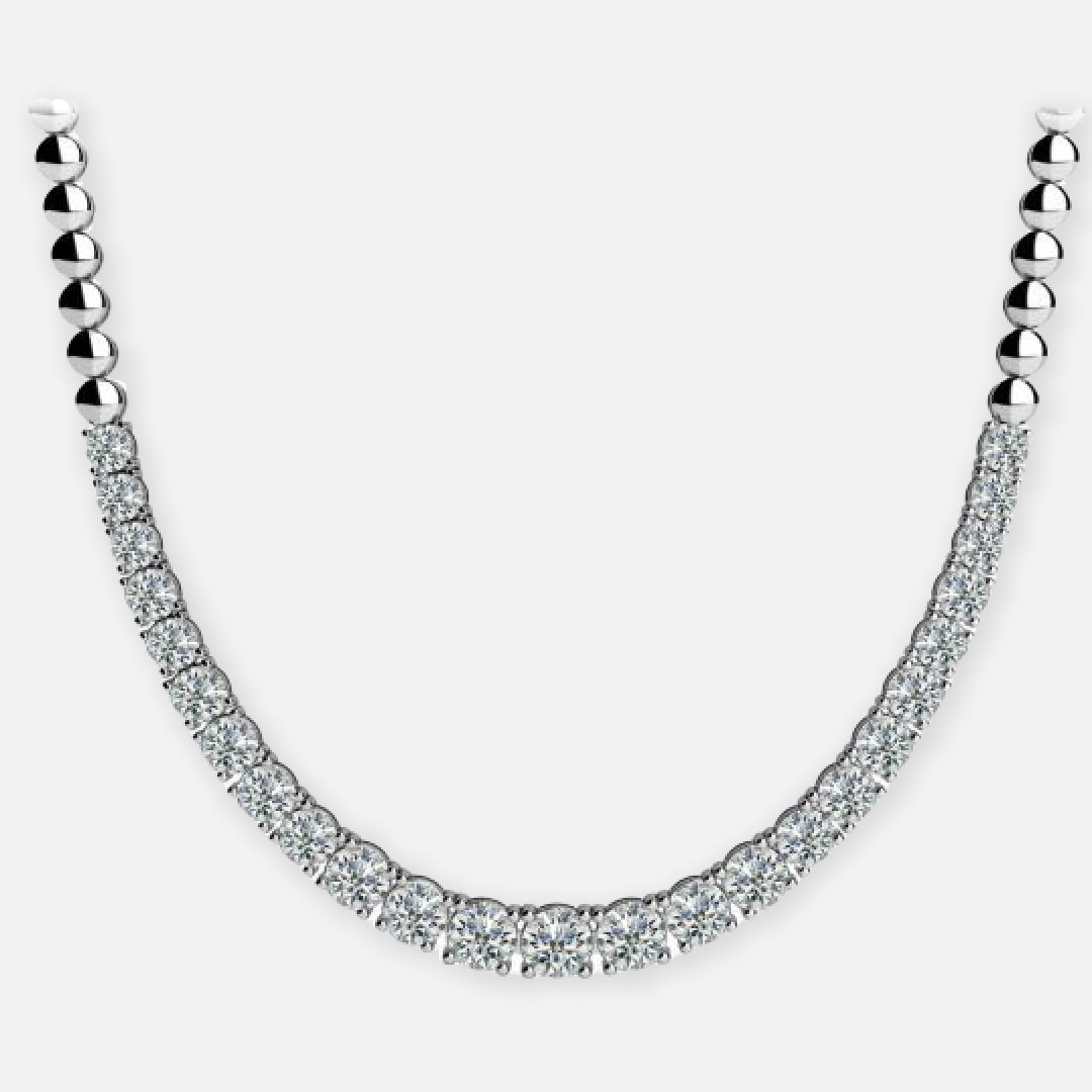 Round Lab Grown Diamond Half Graduated Tennis Necklace