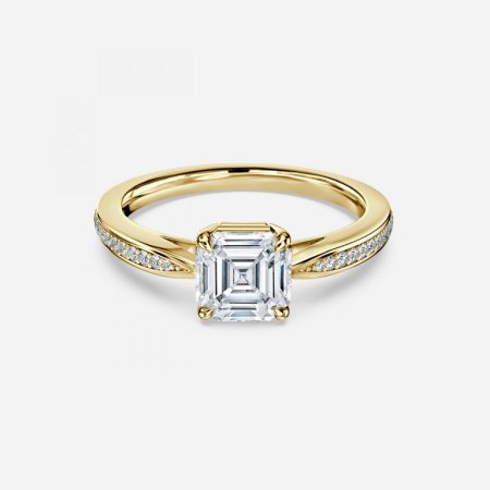 Fior Asscher Diamond Band Engagement Ring