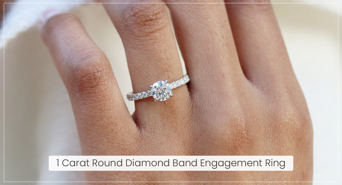 1 Carat Round Diamond Band Engagement Ring