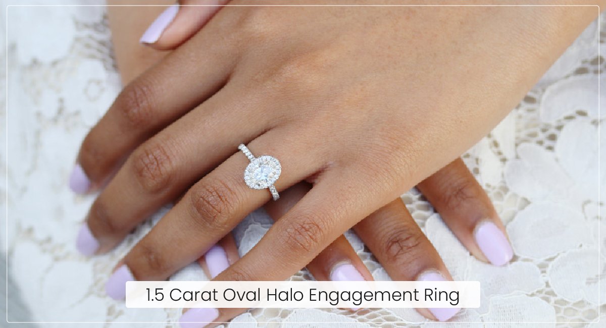 1.5 Carat Oval Halo Engagement Ring
