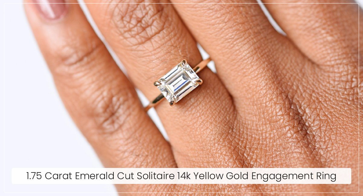 1.75 Carat Emerald Cut Solitaire 14k Yellow Gold Engagement Ring