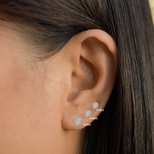 Pear Lab Grown Diamond Double Halo Stud Earrings