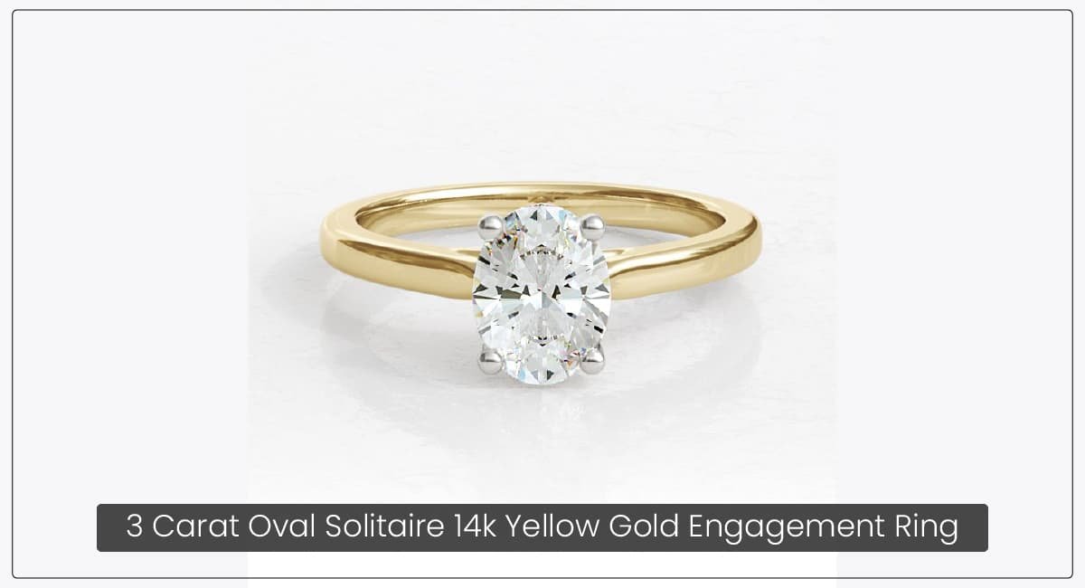 3 Carat Oval Solitaire 14k Yellow Gold Engagement Ring