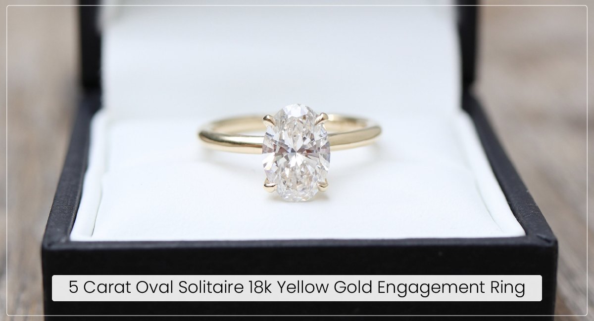 5 Carat Oval Solitaire 18k Yellow Gold Engagement Ring
