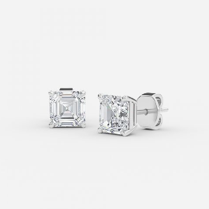 Asscher Cut Lab Grown Diamond Stud Earrings