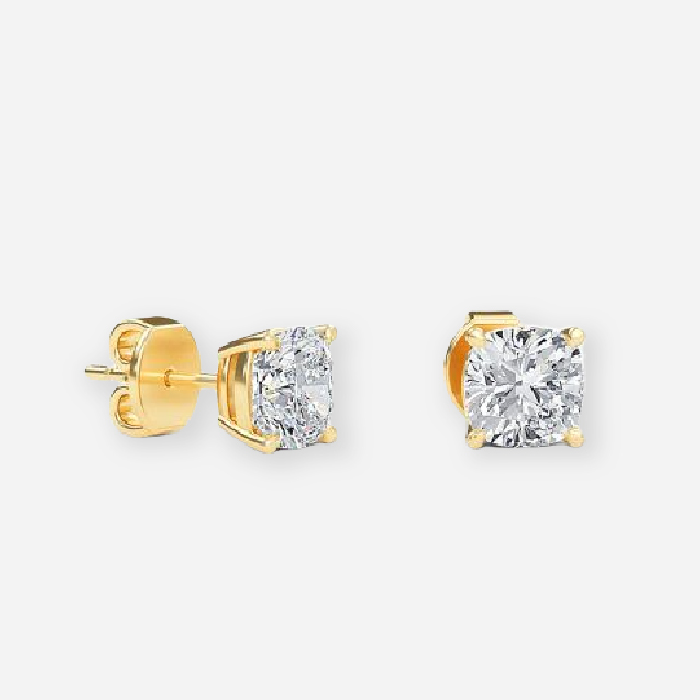 Cushion Cut Lab Grown Diamond Stud Earrings