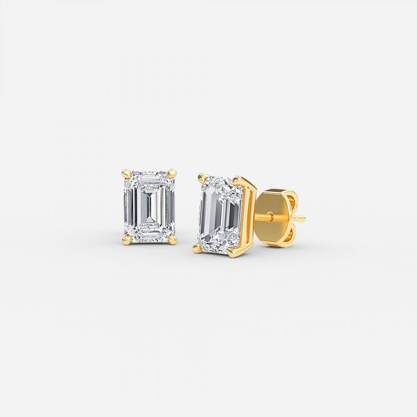 Emerald Cut Lab Grown Diamond Stud Earrings