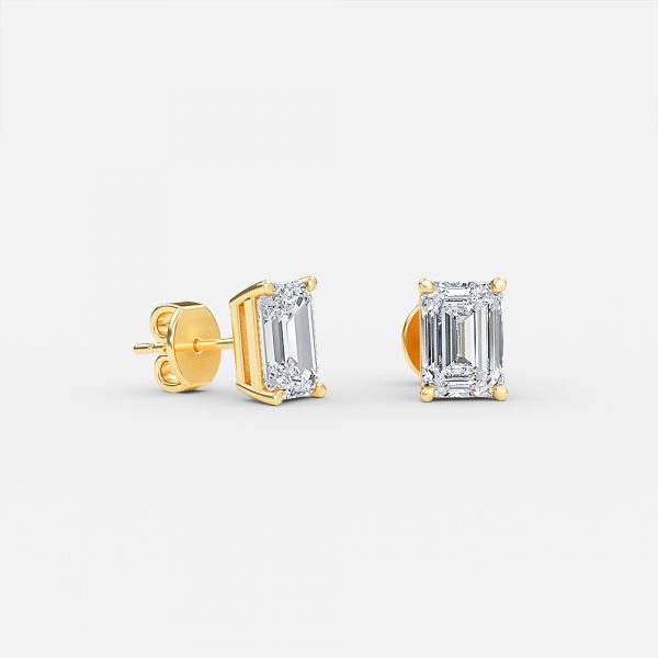 Emerald Cut Lab Grown Diamond Stud Earrings