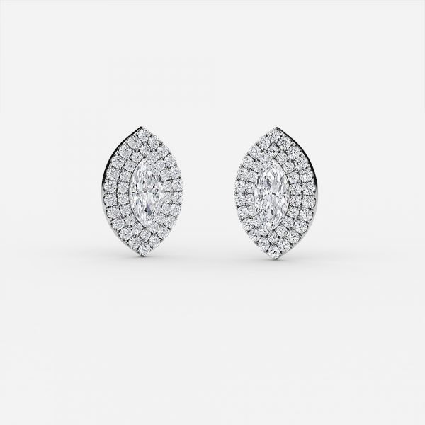 Marquise Lab Grown Diamond Double Halo Stud Earrings