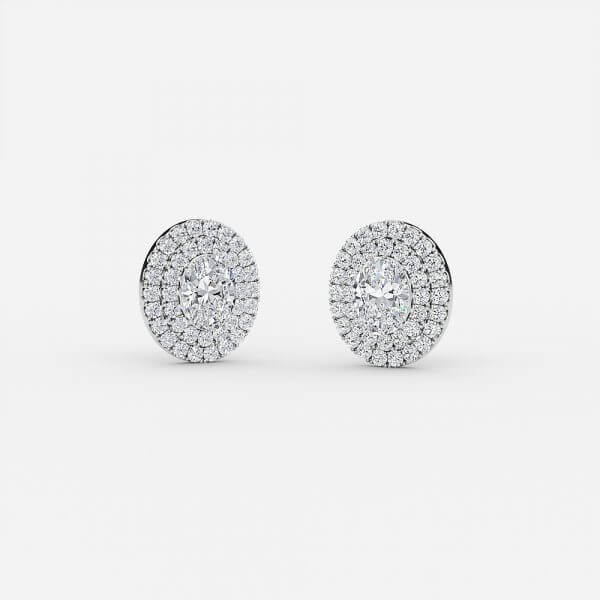 Oval Lab Grown Diamond Double Halo Stud Earrings