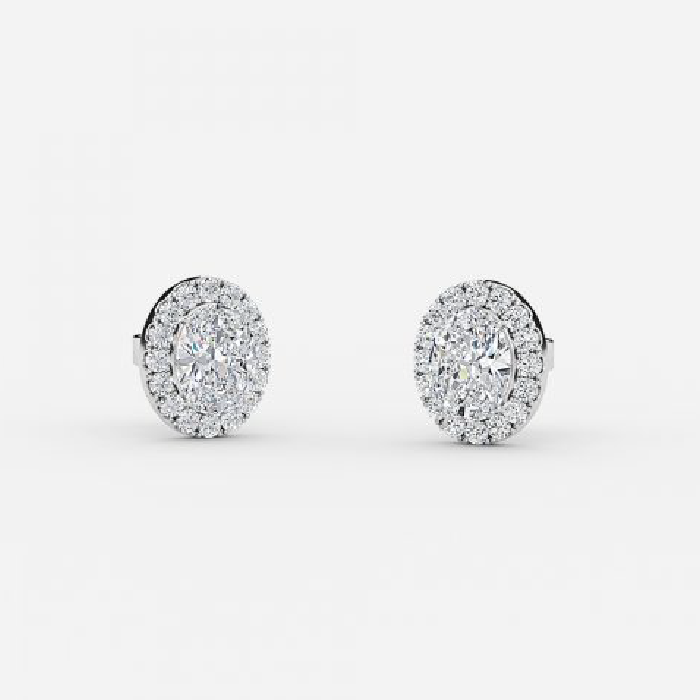 Oval Lab Grown Diamond Halo Stud Earrings