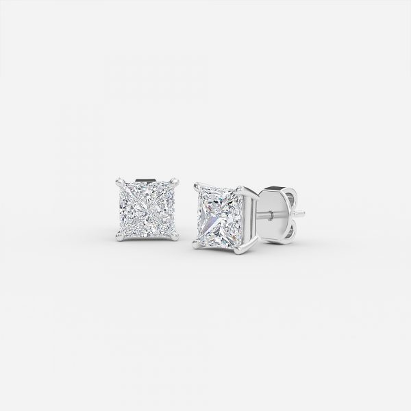 Princess Cut Lab Grown Diamond Stud Earrings