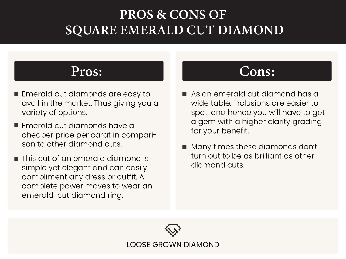 pros and cons of square emerald diamond