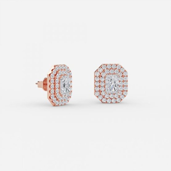 Radiant Lab Grown Diamond Double Halo Earrings