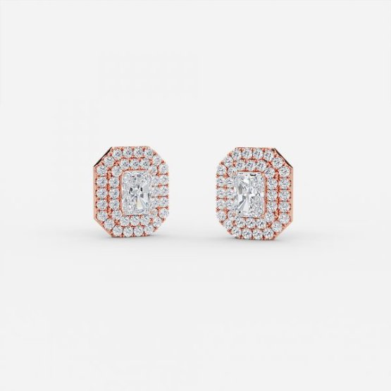 Radiant Lab Grown Diamond Double Halo Earrings