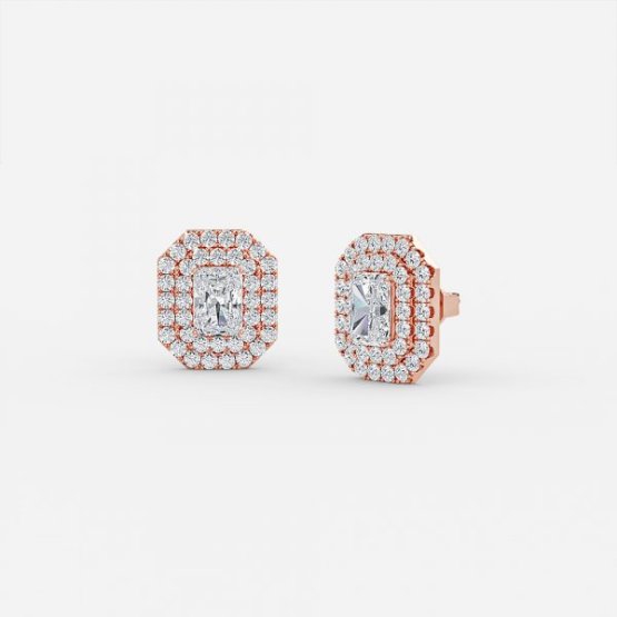 Radiant Lab Grown Diamond Double Halo Earrings
