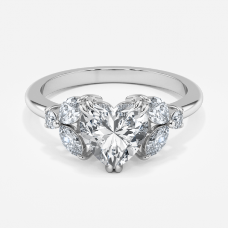 Yasmin Heart Three Stone Engagement Ring