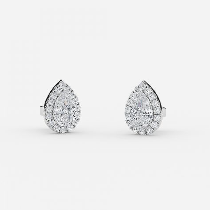Pear Lab Grown Diamond Halo Stud Earrings
