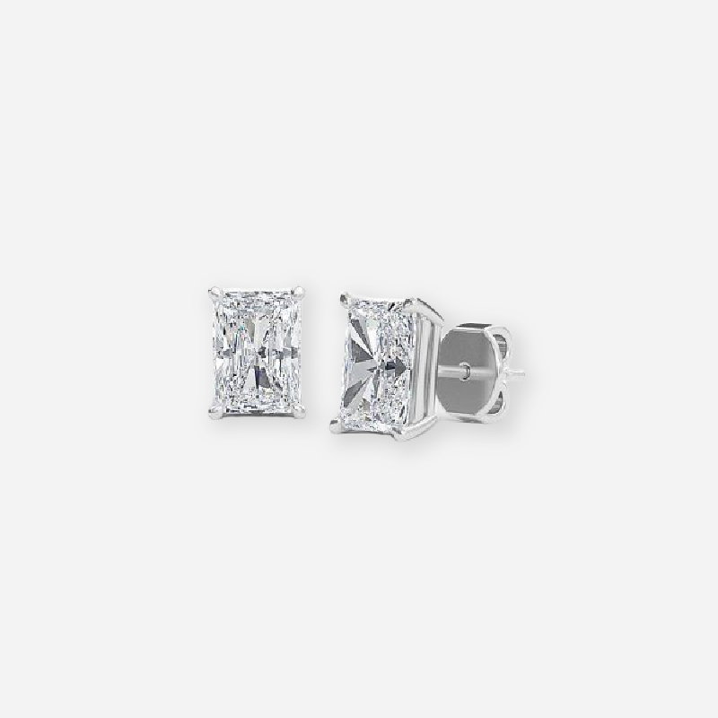 Radiant Cut Lab Grown Diamond Stud Earrings