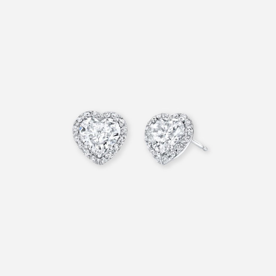 Heart Lab Grown Diamond Halo Stud Earrings