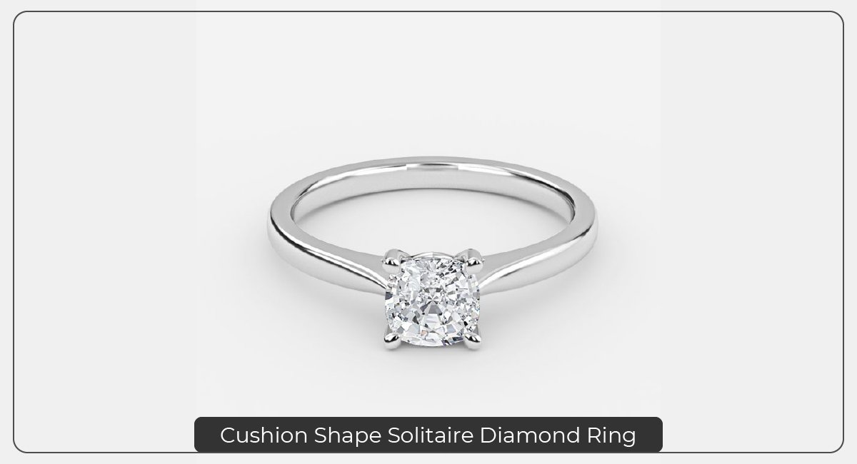 Cushion Shape Solitaire Diamond Engagement Ring