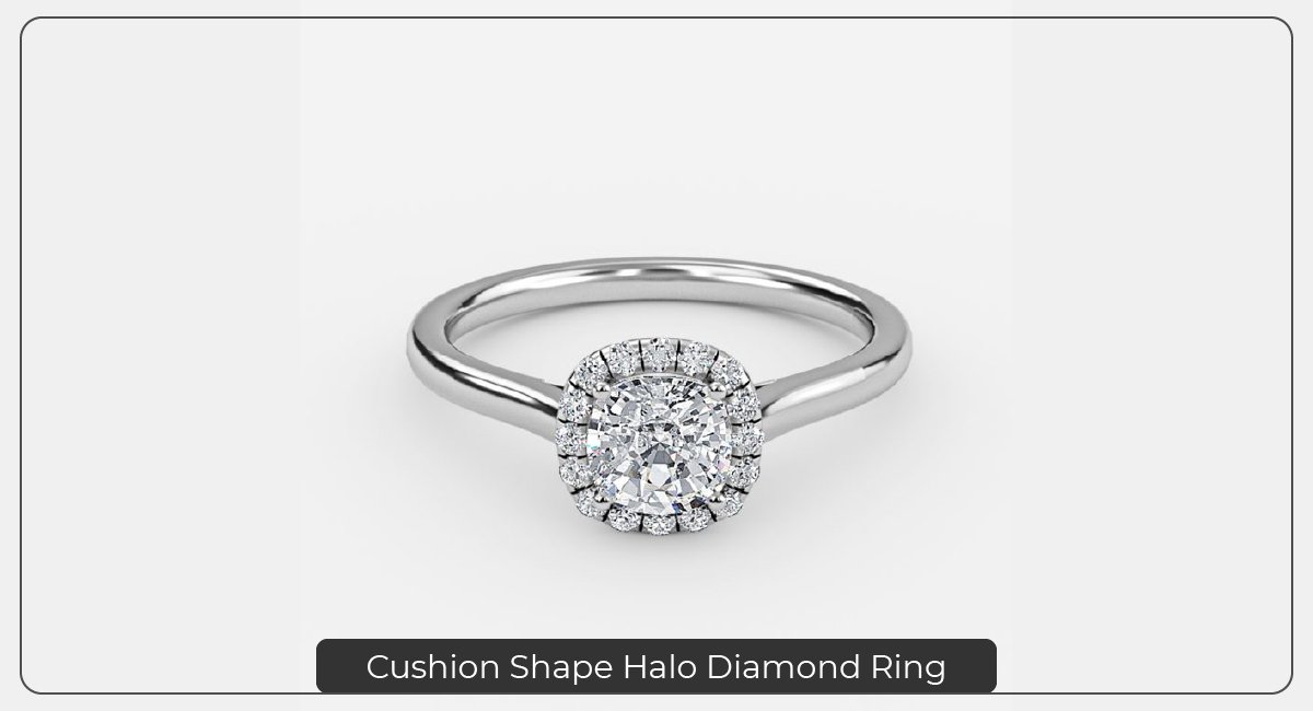Cushion Shape Halo Diamond Engagement Ring