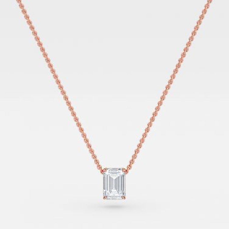 Emerald Lab Diamond Solitaire Pendant