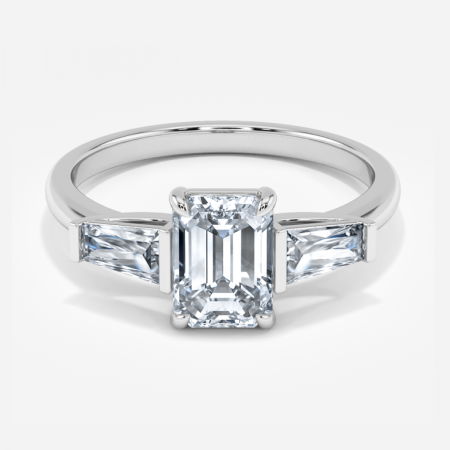 Geraldine Emerald Three Stone Engagement Ring