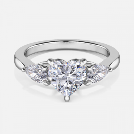 Olina Heart Three Stone Engagement Ring