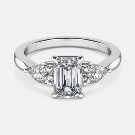 Olina Emerald Three Stone Engagement Ring