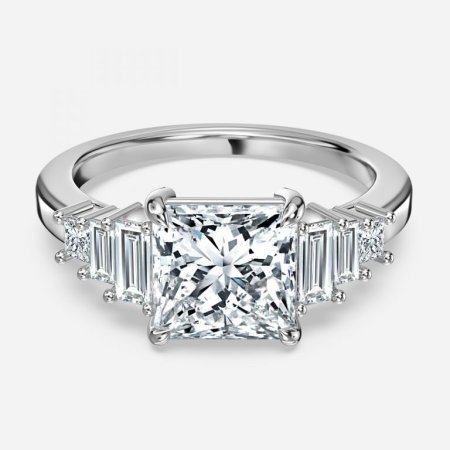 Diya Princess Three Stone Engagement Ring