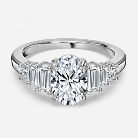 Diya Oval Three Stone Engagement Ring
