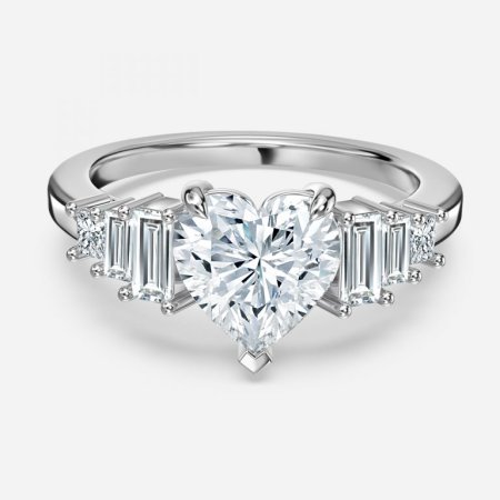 Diya Heart Three Stone Engagement Ring