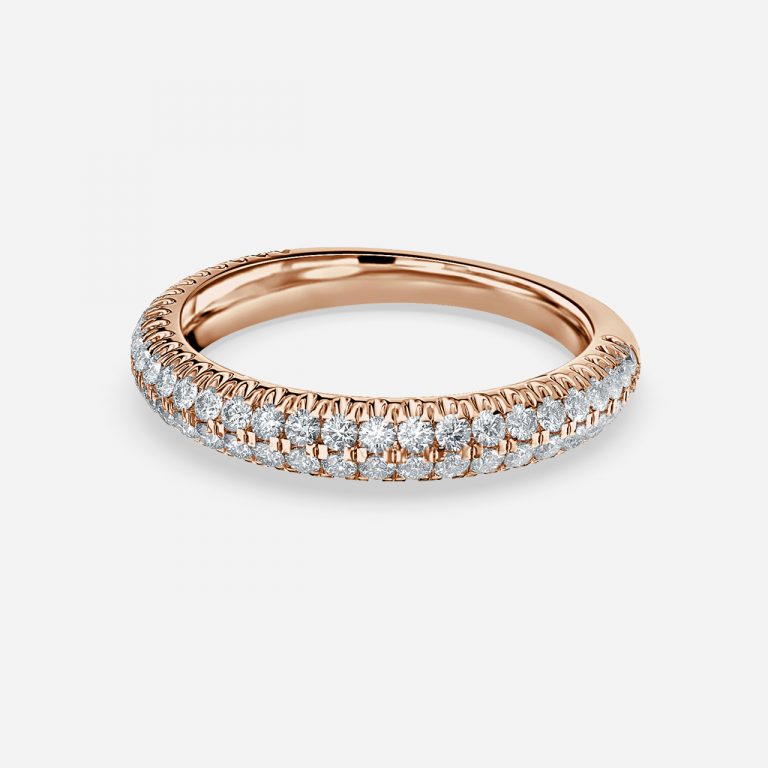 Bianca Round Lab Grown Diamond Double Row Pave 3/4 Eternity Wedding Band